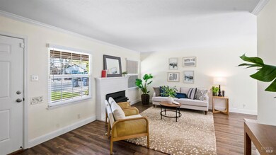 Enter to the family room with fireplace