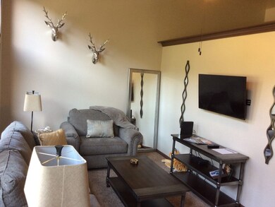 Very cozy living room with wide screen TV