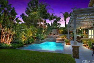 Evening view of the saltwater pool with accent lig