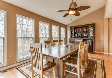 Morning room upgrade with vaulted ceiling, and fan