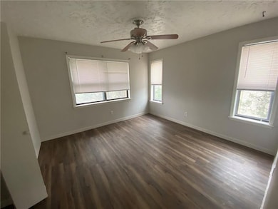 Empty room featuring dark wood-type flooring and 