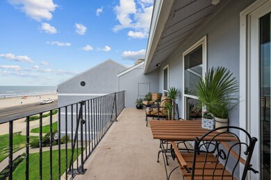View of beach from side showing entire balcony.