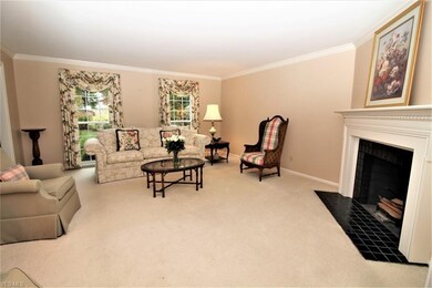 Traditional living room with corner fireplace and 