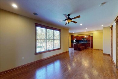 Open living/hearth/kitchen area