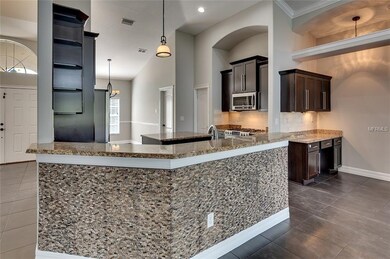 Gorgeous ledger stone front. Built in desk.