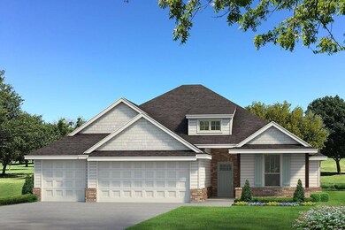 Craftsman-style house with a front yard and a gara