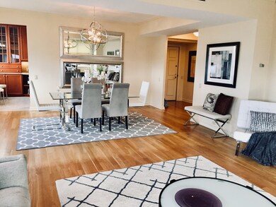 Combination living-dining space can expand either 
