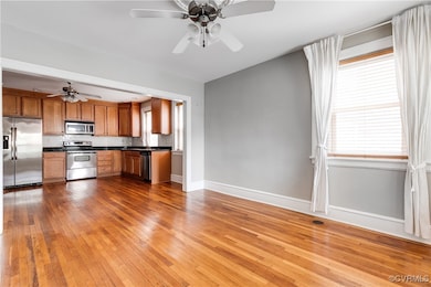 Kitchen with appliances with stainless steel finis