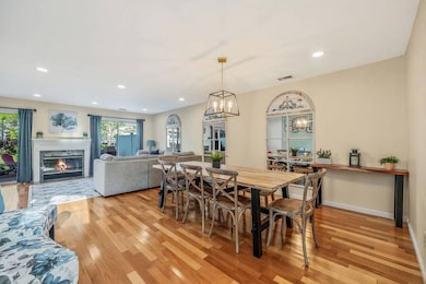 Dining room with wood flooring