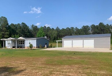 Front view with detached garage