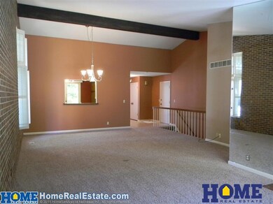 From this angle in the living room you can see the entry foyer.