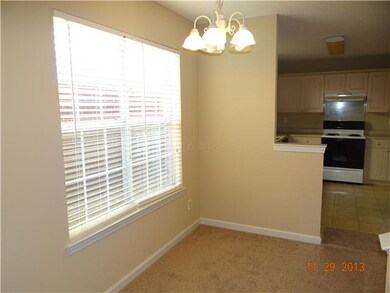 Dining area has a large window