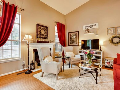 Living room with gas fireplace. 
