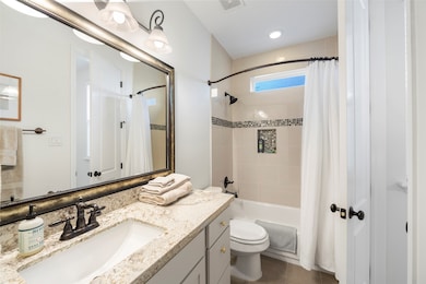 The tub-shower combo provides space-saving conveni
