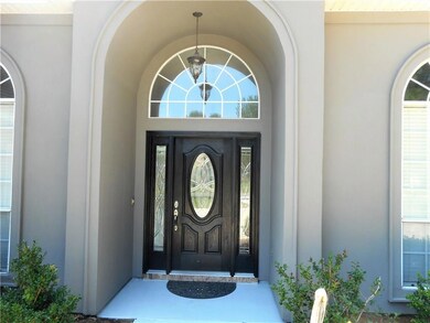 Front Door Entrance leaded glass and transom windo