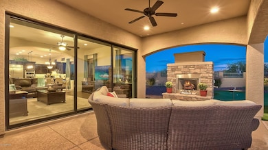 STACKED STONE FIREPLACE