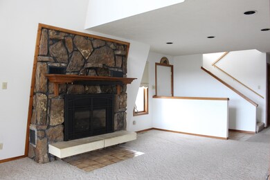 Beautiful rock fireplace with new insert