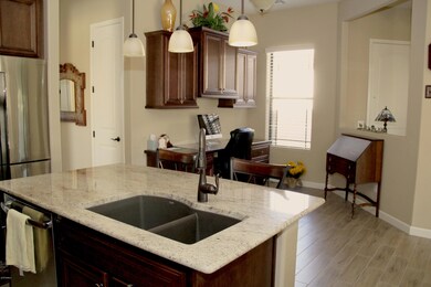 View from sink to custom desk