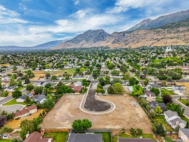 Aerial view of residential area featuring a mountain backdrop
