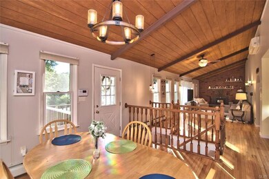 The Dining area is spacious, bright and looks out 