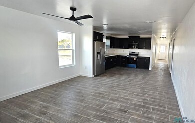 Kitchen featuring dark cabinets, light countertops, plenty of natural light, and stainless steel appliances