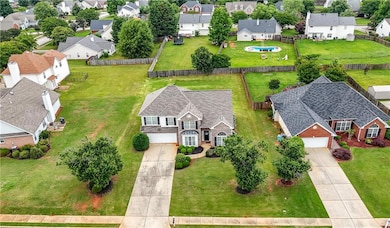 Aerial perspective of suburban area
