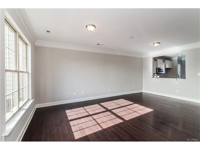 Hardwood flooring in family room.