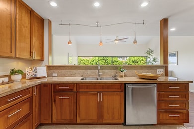 Kitchen open to living and dining area