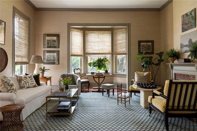 Living room with natural textured grass cloth pape