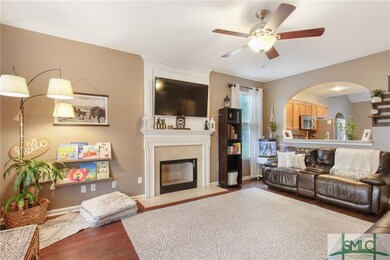 Large living room with fireplace.