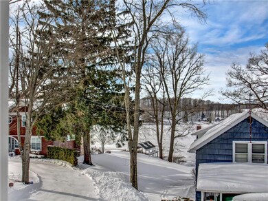 From the covered porch, looking out to Findley Lak