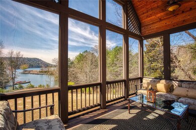 Screened porch drinks in lake views