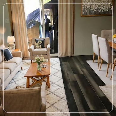 VIRTUAL STAGING Living room with hardwood / wood-s