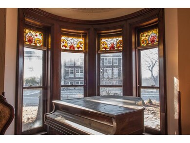 Original stained glass in windows.