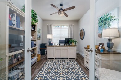 Large office with french doors and custom ceiling