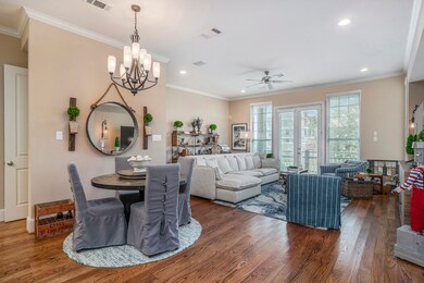 The main floor is open and features gorgeous wood