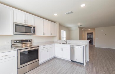 View of main living areas from the kitchen