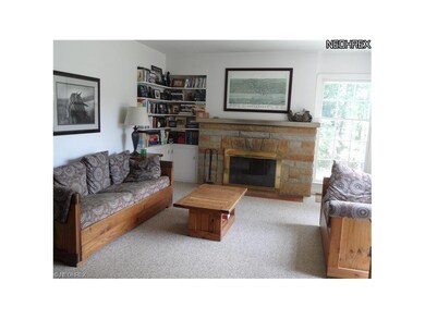 Living room with natural light and working wood fi