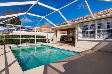 Pool area features privacy walls