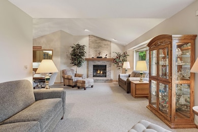 The focal point here is the fireplace.