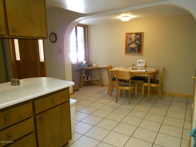 View from the kitchen to the dining area