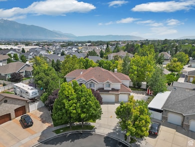 Aerial perspective of suburban area featuring mountains