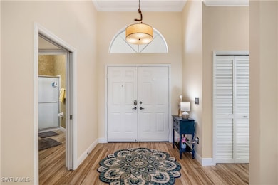 Foyer with a high ceiling