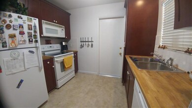 Butcher block counter top.