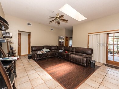 Functional living room leading to the outside scre