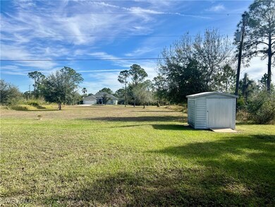 View of yard featuring a shed