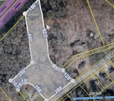 Aerial overview of property's location featuring property boundaries highlighted