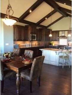 Vaulted ceiling throughout the Kitchen & Dining.