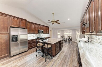 Spacious kitchen with center island.