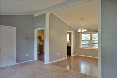 Cathedral ceilings in the living room and dining r